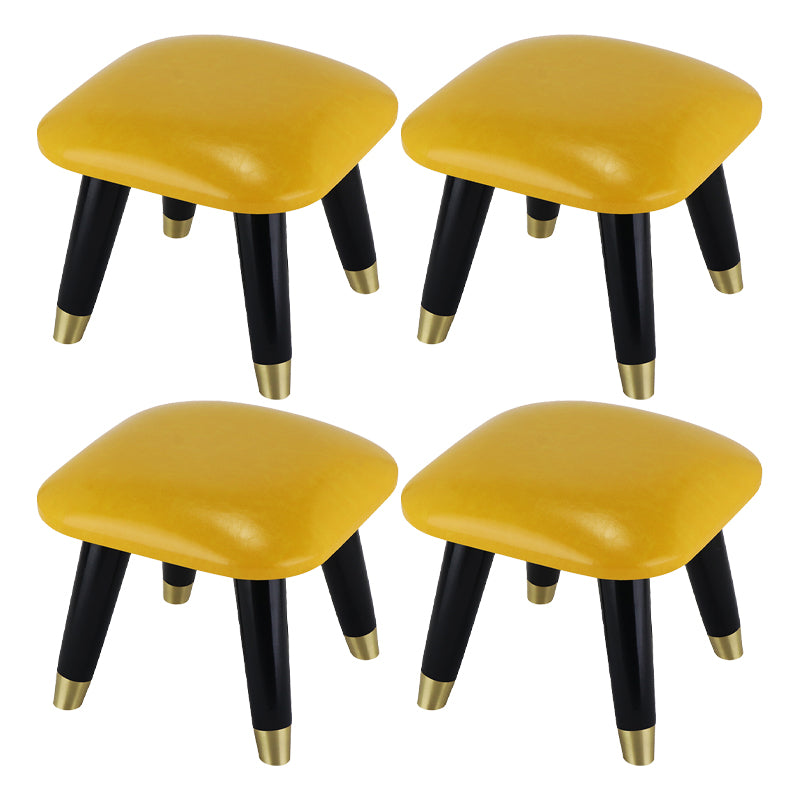 Glam Footstool Ottoman Genuine Leather Upholstered Nailhead Trim Square Ottoman