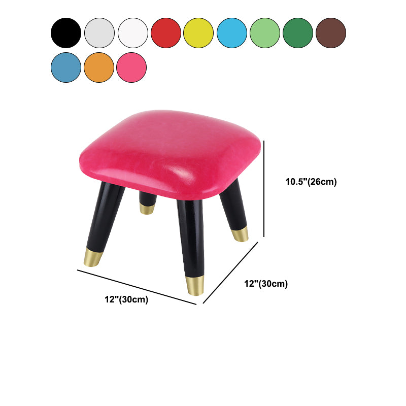 Glam Footstool Ottoman Genuine Leather Upholstered Nailhead Trim Square Ottoman