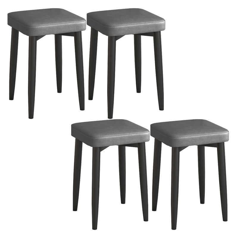 Faux Leather Glam Ottoman Square Pure Color Fade Resistant Cube Ottoman