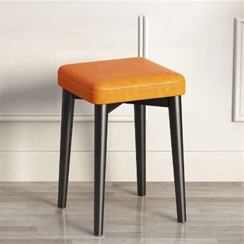 Faux Leather Glam Ottoman Square Pure Color Fade Resistant Cube Ottoman