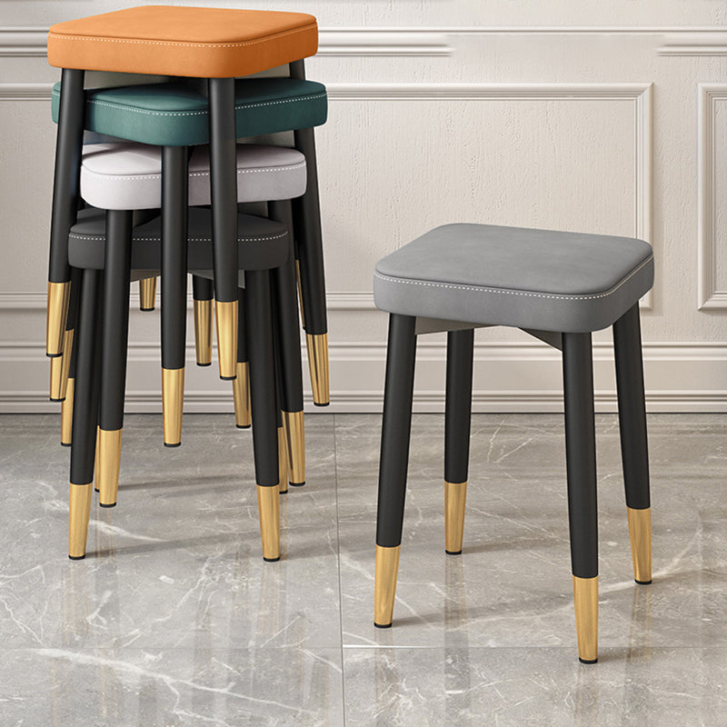 Faux Leather Glam Ottoman Square Pure Color Fade Resistant Cube Ottoman