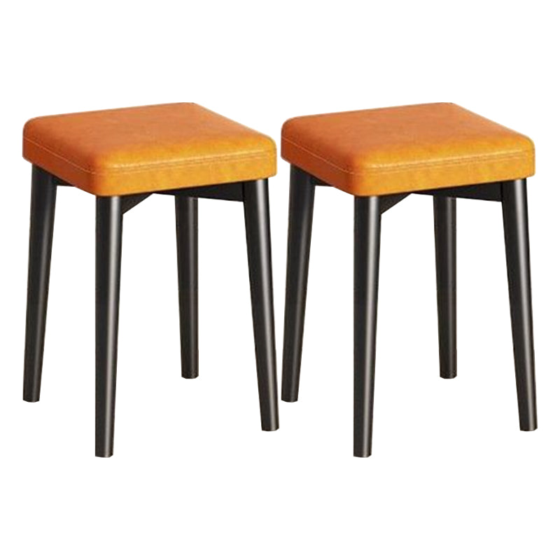 Faux Leather Glam Ottoman Square Pure Color Fade Resistant Cube Ottoman