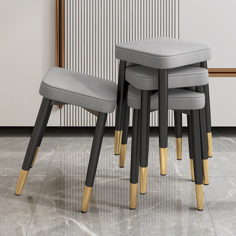 Faux Leather Glam Ottoman Square Pure Color Fade Resistant Cube Ottoman