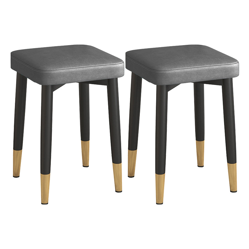 Faux Leather Glam Ottoman Square Pure Color Fade Resistant Cube Ottoman