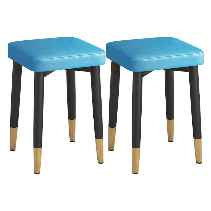 Faux Leather Glam Ottoman Square Pure Color Fade Resistant Cube Ottoman