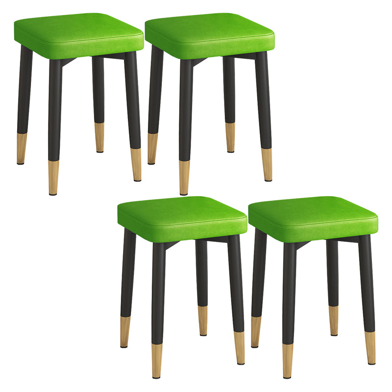 Faux Leather Glam Ottoman Square Pure Color Fade Resistant Cube Ottoman