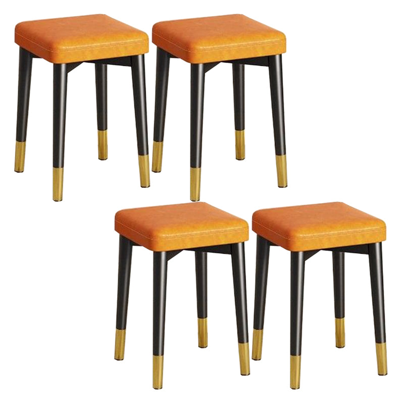 Faux Leather Glam Ottoman Square Pure Color Fade Resistant Cube Ottoman