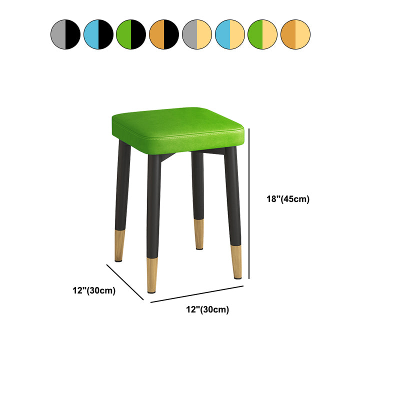 Faux Leather Glam Ottoman Square Pure Color Fade Resistant Cube Ottoman