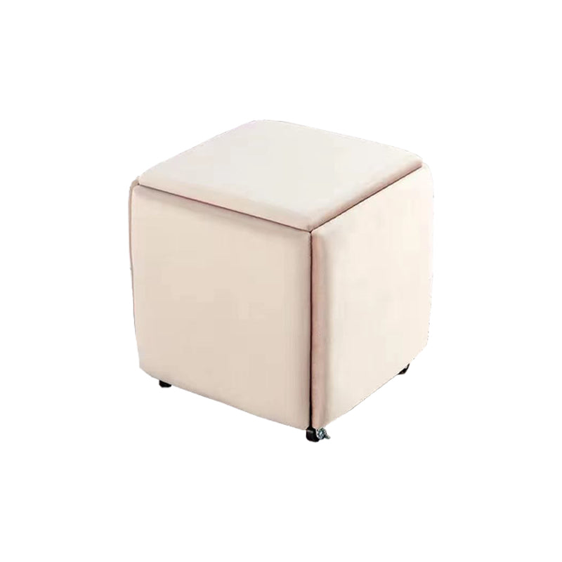 Modern Ottoman Velvet Upholstered Solid Color Square Ottoman with Bottom Rack