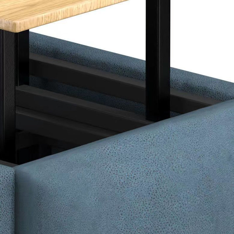 Modern Ottoman Velvet Upholstered Solid Color Square Ottoman with Bottom Rack