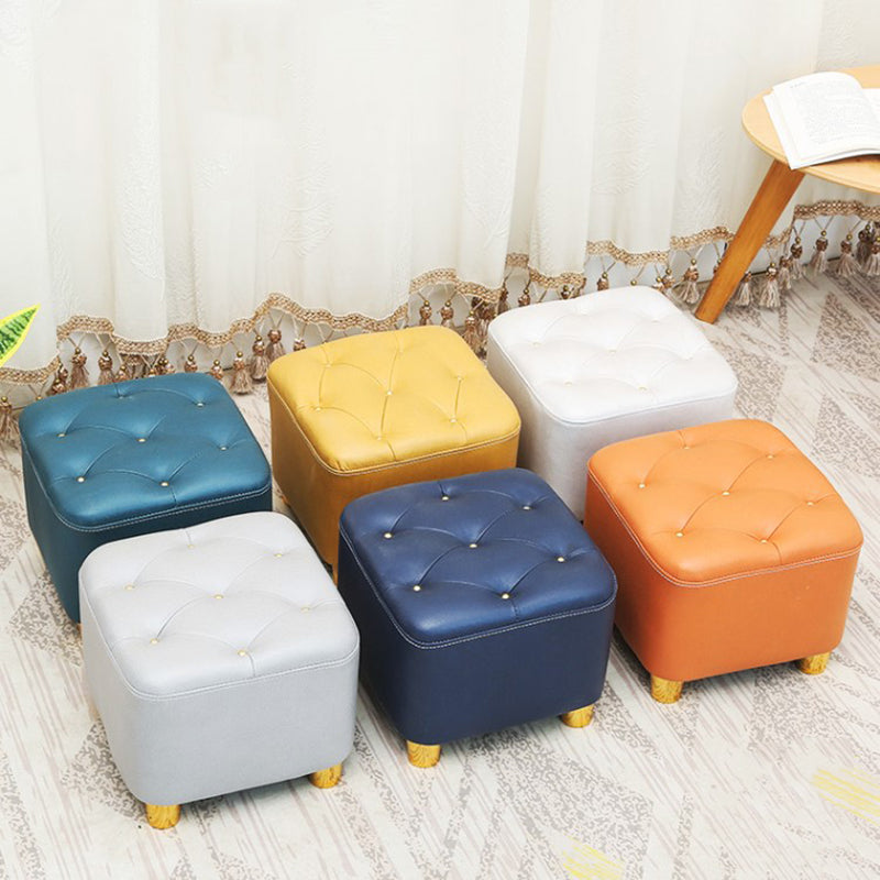 Minimalist Ottoman Solid Color Water Resistant Square Tufted Footstool Ottoman