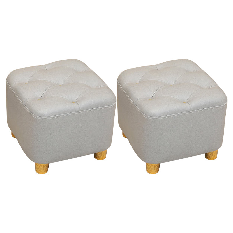 Minimalist Ottoman Solid Color Water Resistant Square Tufted Footstool Ottoman