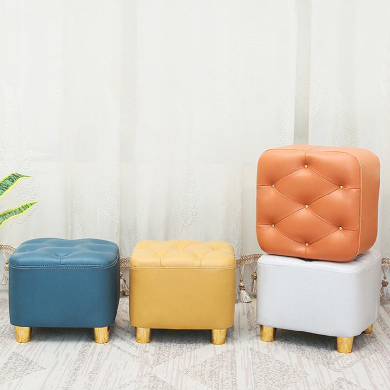 Minimalist Ottoman Solid Color Water Resistant Square Tufted Footstool Ottoman
