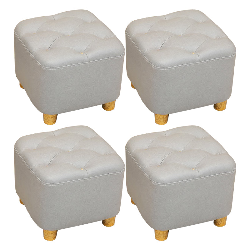 Minimalist Ottoman Solid Color Water Resistant Square Tufted Footstool Ottoman