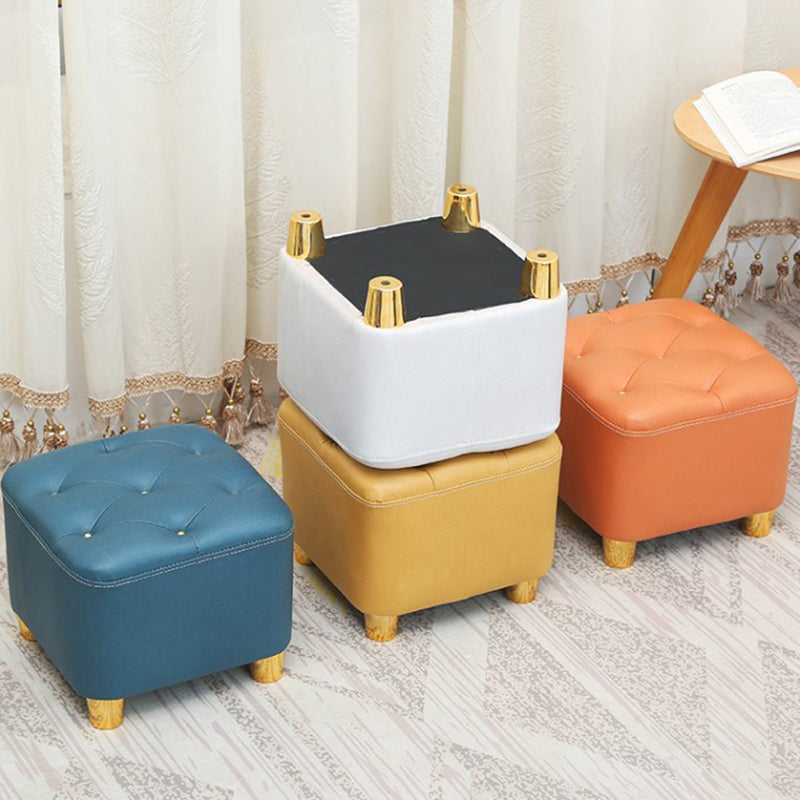 Minimalist Ottoman Solid Color Water Resistant Square Tufted Footstool Ottoman