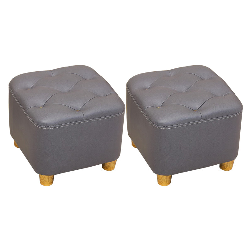 Minimalist Ottoman Solid Color Water Resistant Square Tufted Footstool Ottoman