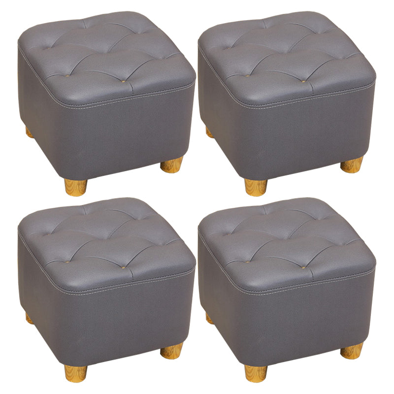 Minimalist Ottoman Solid Color Water Resistant Square Tufted Footstool Ottoman