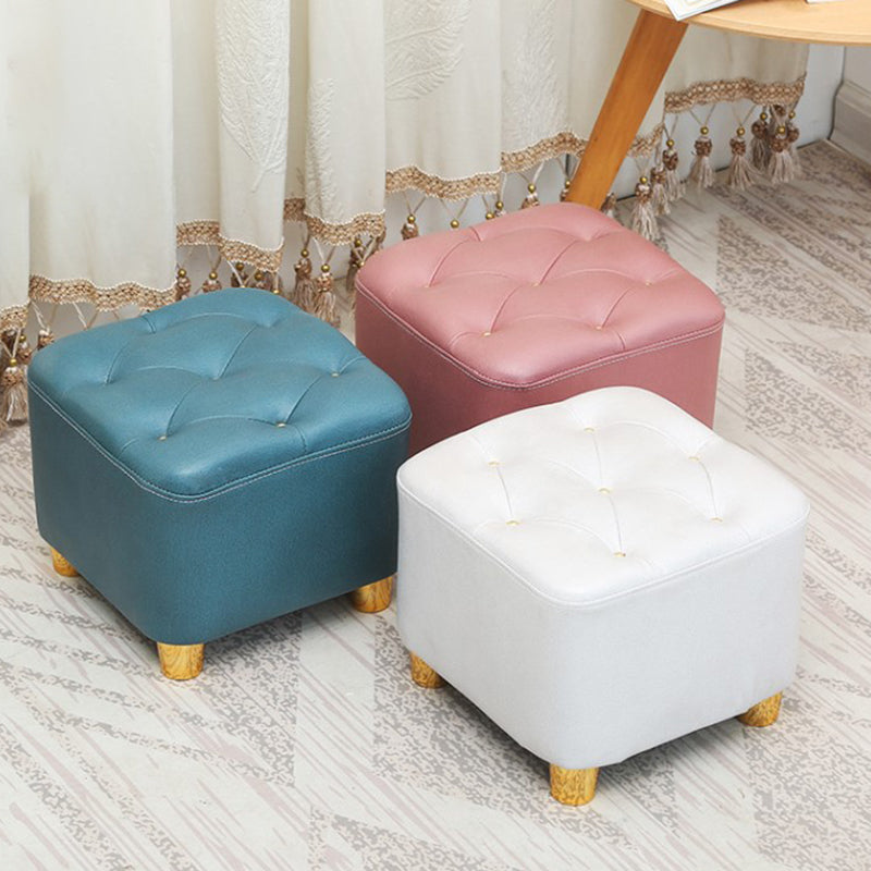 Minimalist Ottoman Solid Color Water Resistant Square Tufted Footstool Ottoman