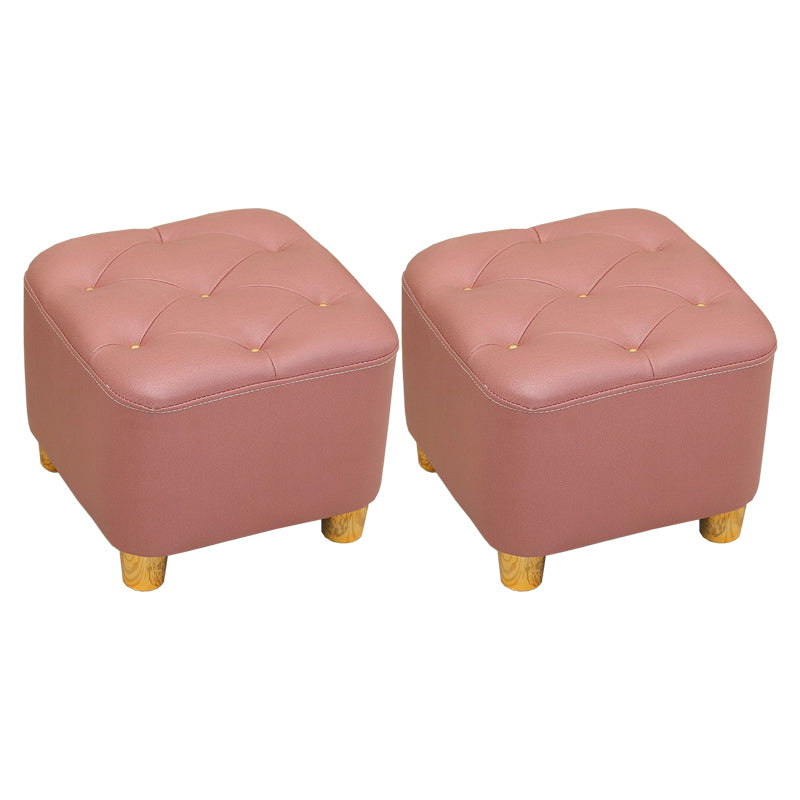 Minimalist Ottoman Solid Color Water Resistant Square Tufted Footstool Ottoman