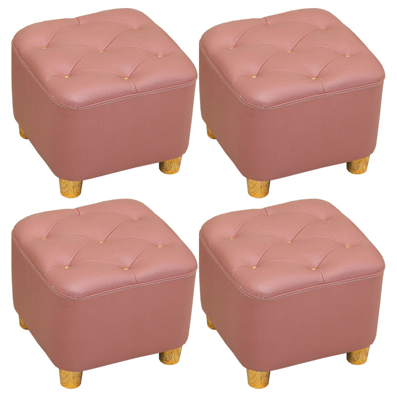 Minimalist Ottoman Solid Color Water Resistant Square Tufted Footstool Ottoman