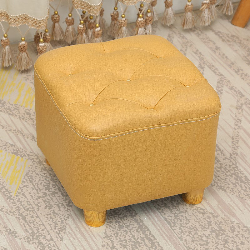 Minimalist Ottoman Solid Color Water Resistant Square Tufted Footstool Ottoman