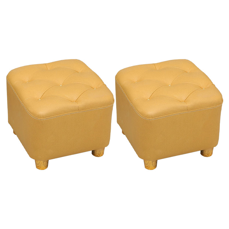Minimalist Ottoman Solid Color Water Resistant Square Tufted Footstool Ottoman