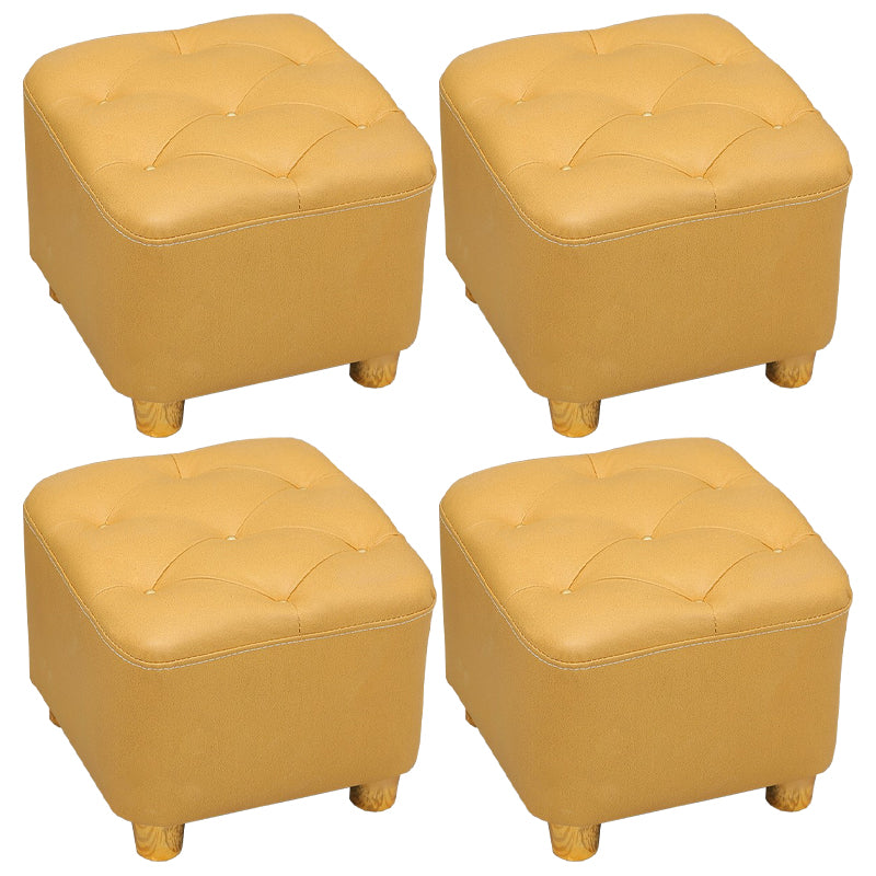 Minimalist Ottoman Solid Color Water Resistant Square Tufted Footstool Ottoman