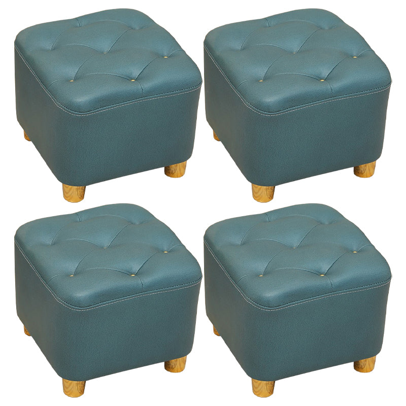 Minimalist Ottoman Solid Color Water Resistant Square Tufted Footstool Ottoman