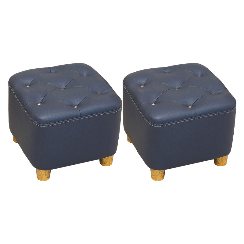 Minimalist Ottoman Solid Color Water Resistant Square Tufted Footstool Ottoman