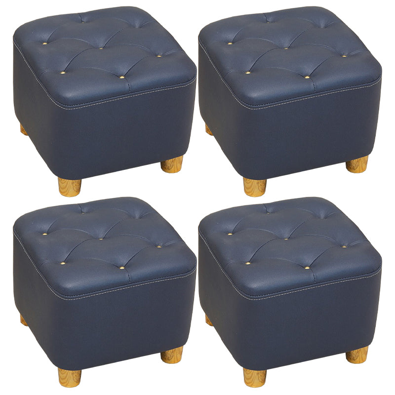 Minimalist Ottoman Solid Color Water Resistant Square Tufted Footstool Ottoman