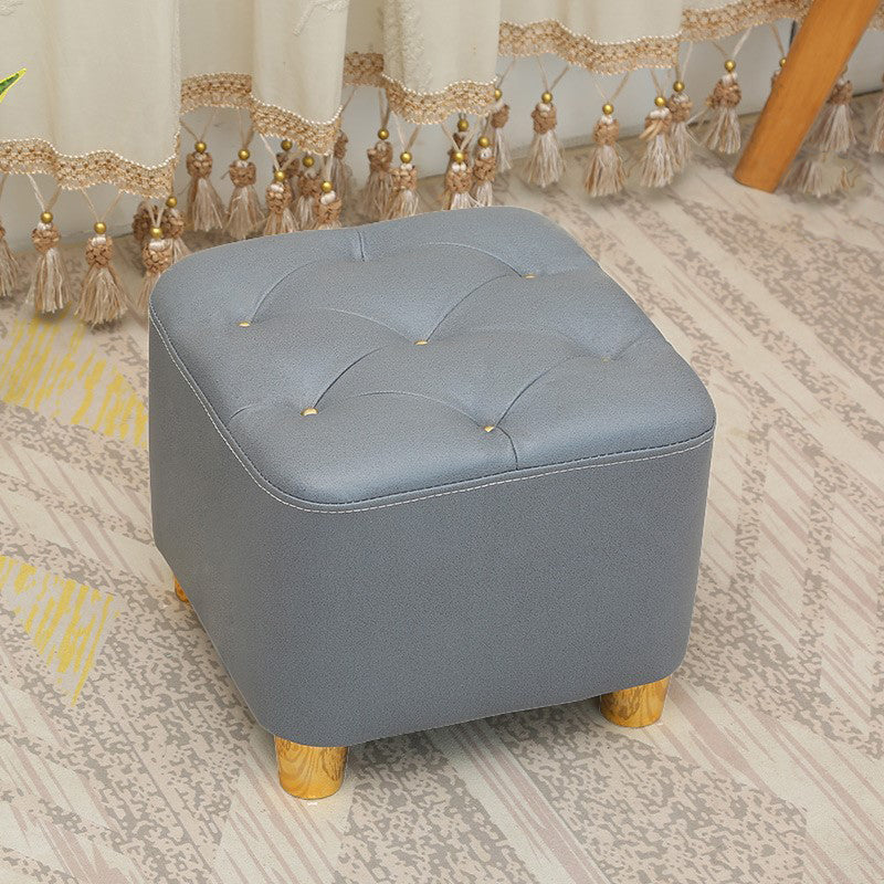 Minimalist Ottoman Solid Color Water Resistant Square Tufted Footstool Ottoman