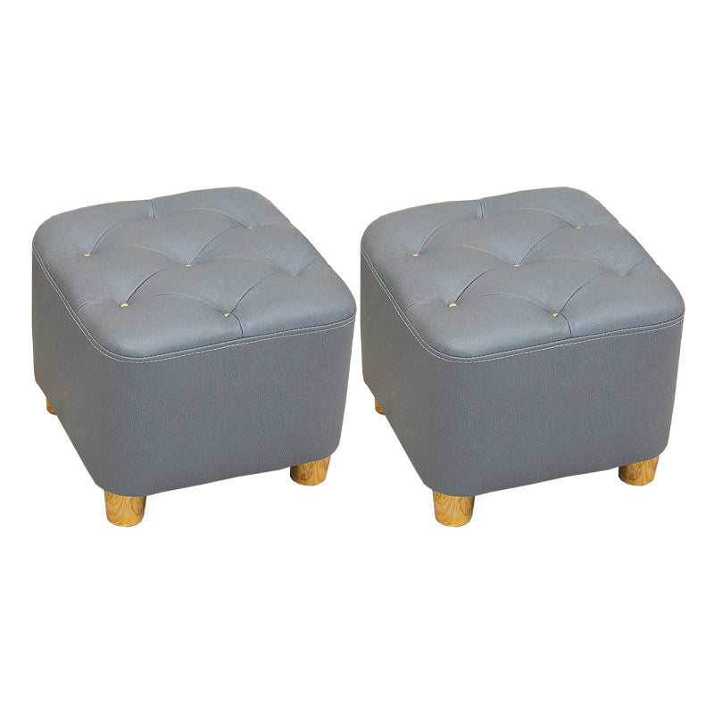 Minimalist Ottoman Solid Color Water Resistant Square Tufted Footstool Ottoman