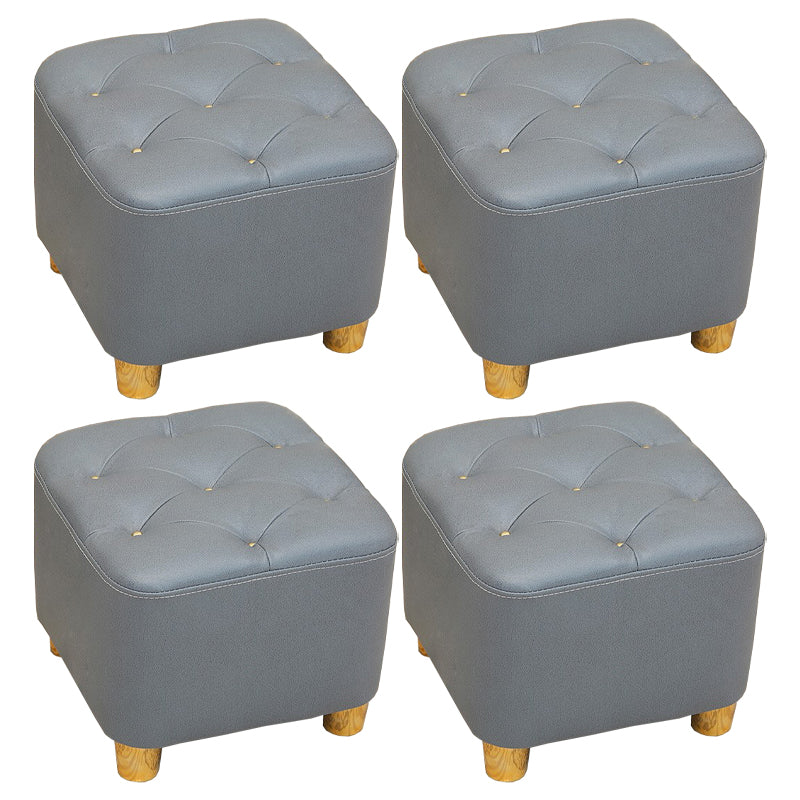 Minimalist Ottoman Solid Color Water Resistant Square Tufted Footstool Ottoman