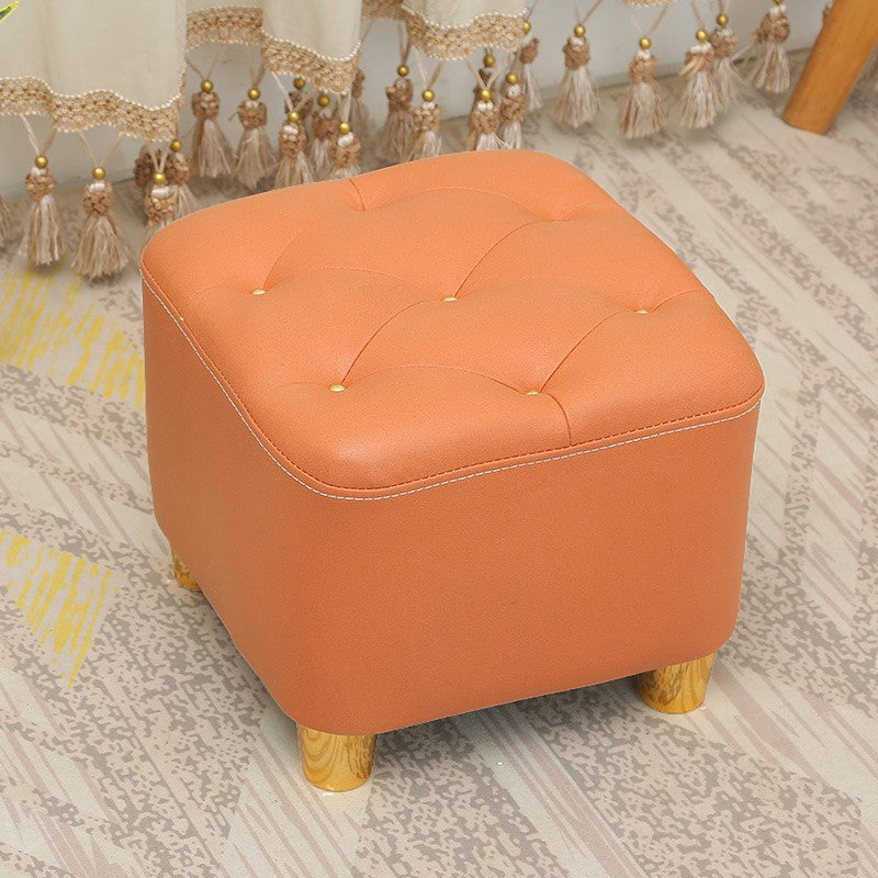 Minimalist Ottoman Solid Color Water Resistant Square Tufted Footstool Ottoman