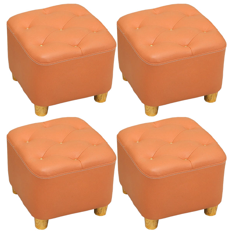 Minimalist Ottoman Solid Color Water Resistant Square Tufted Footstool Ottoman