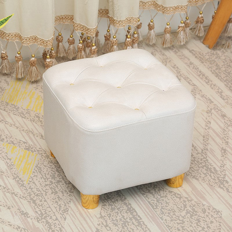 Minimalist Ottoman Solid Color Water Resistant Square Tufted Footstool Ottoman