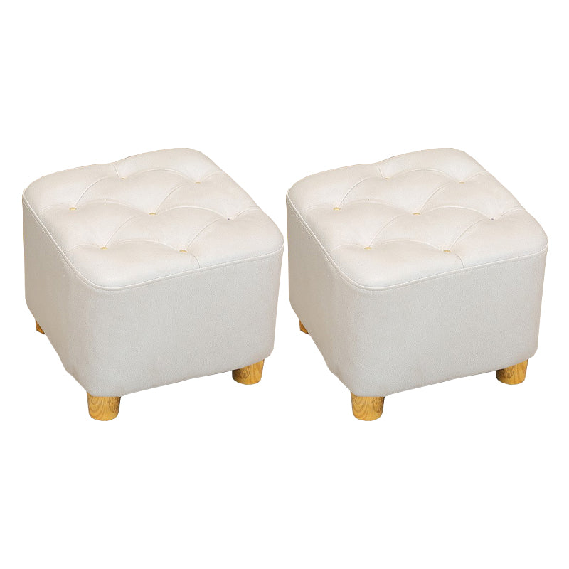 Minimalist Ottoman Solid Color Water Resistant Square Tufted Footstool Ottoman