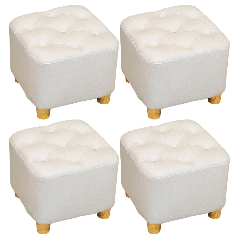 Minimalist Ottoman Solid Color Water Resistant Square Tufted Footstool Ottoman
