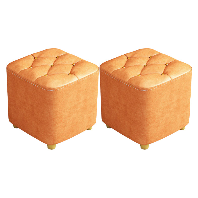 Contemporary Plain Pouf Ottoman Plain Tufted Square Water Resistant Pouf Chair