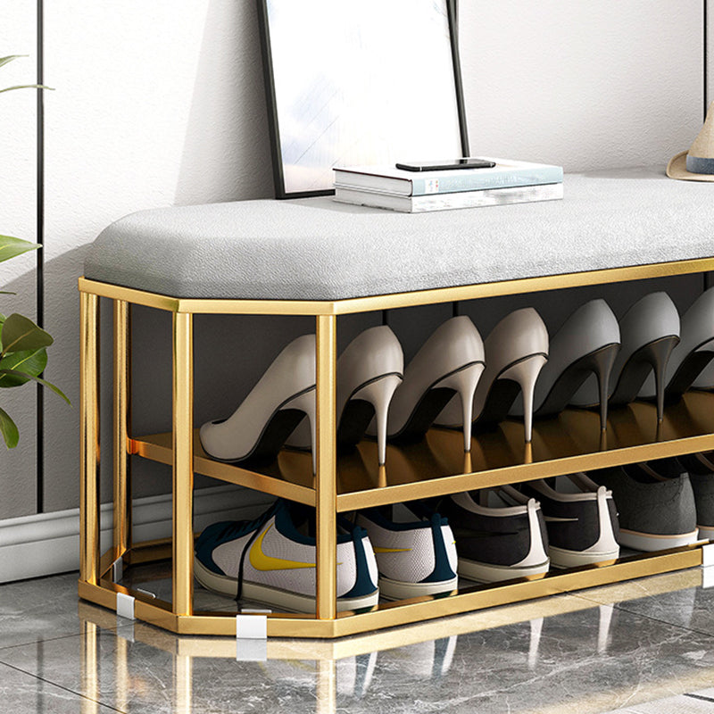 Glam Plain Storage Ottoman Velvet Rectangle Shelved Ottoman Pouf