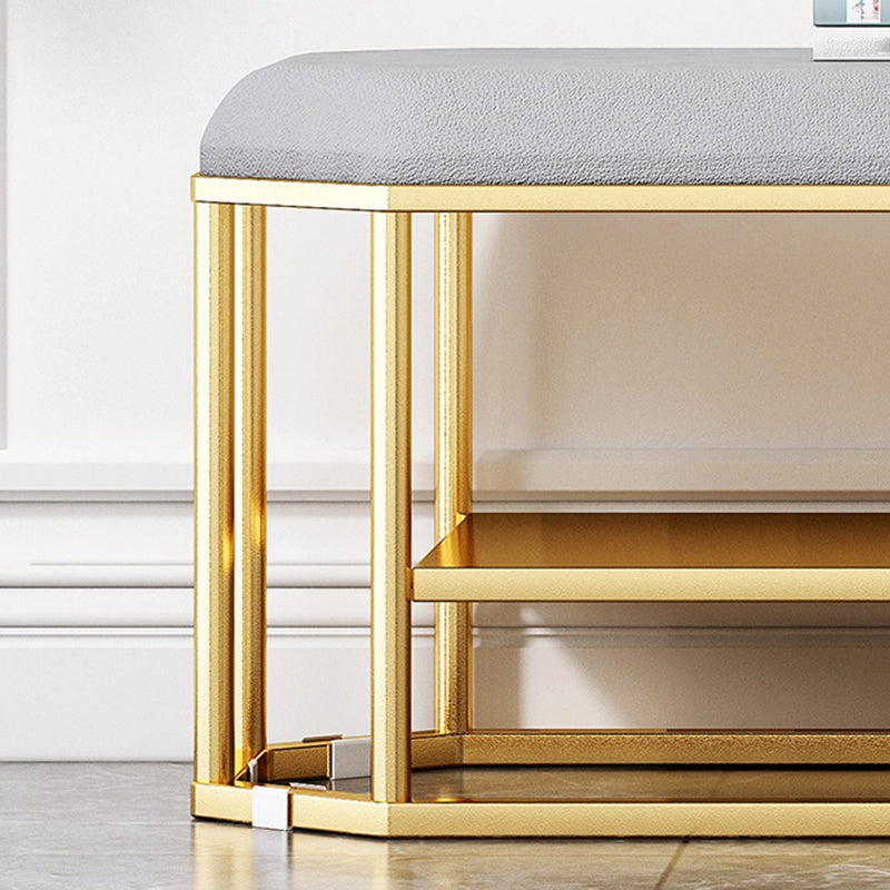 Glam Plain Storage Ottoman Velvet Rectangle Shelved Ottoman Pouf