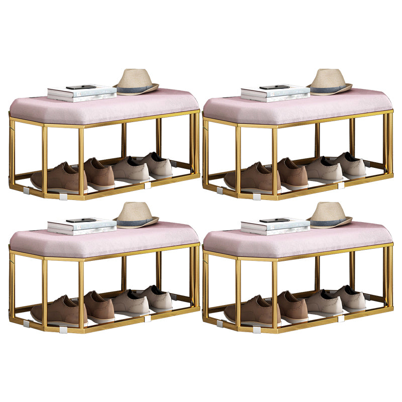 Glam Plain Storage Ottoman Velvet Rectangle Shelved Ottoman Pouf