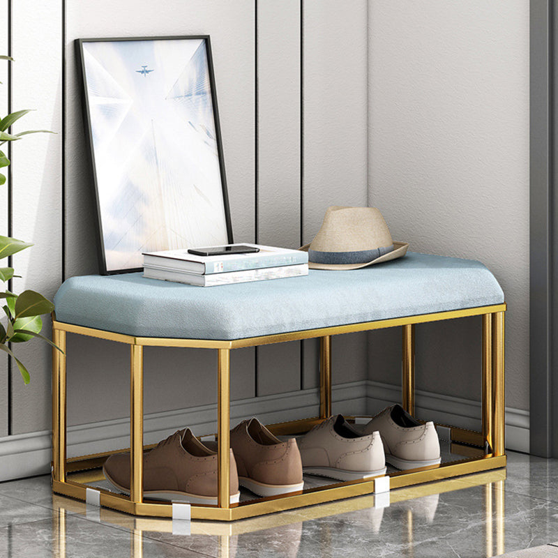 Glam Plain Storage Ottoman Velvet Rectangle Shelved Ottoman Pouf