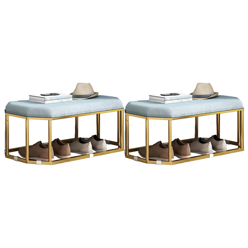 Glam Plain Storage Ottoman Velvet Rectangle Shelved Ottoman Pouf