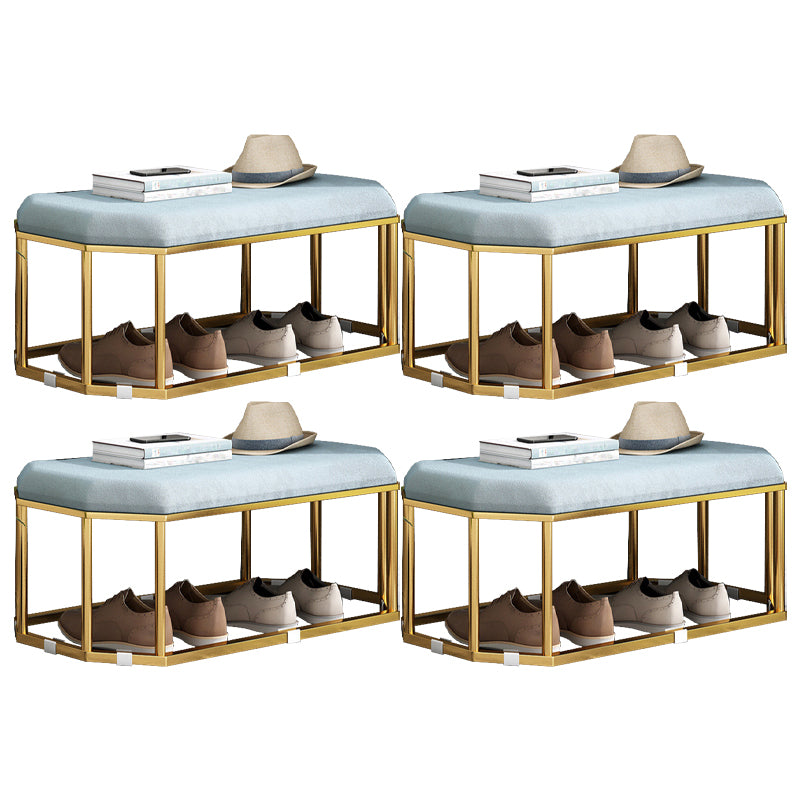 Glam Plain Storage Ottoman Velvet Rectangle Shelved Ottoman Pouf