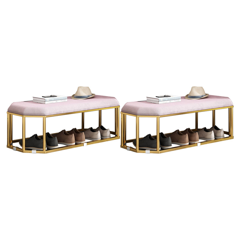 Glam Plain Storage Ottoman Velvet Rectangle Shelved Ottoman Pouf