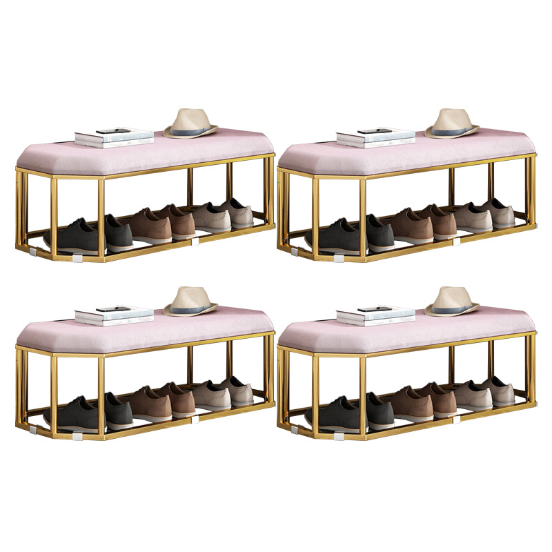 Glam Plain Storage Ottoman Velvet Rectangle Shelved Ottoman Pouf