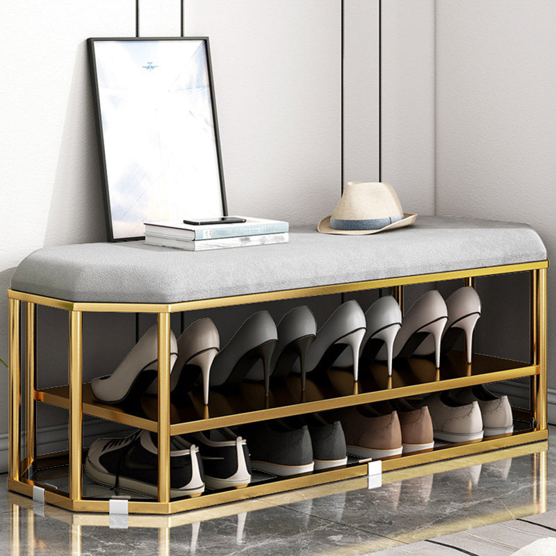 Glam Plain Storage Ottoman Velvet Rectangle Shelved Ottoman Pouf