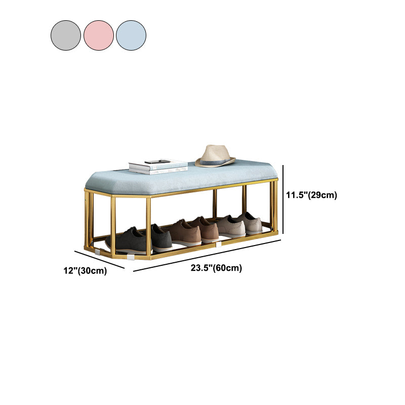 Glam Plain Storage Ottoman Velvet Rectangle Shelved Ottoman Pouf