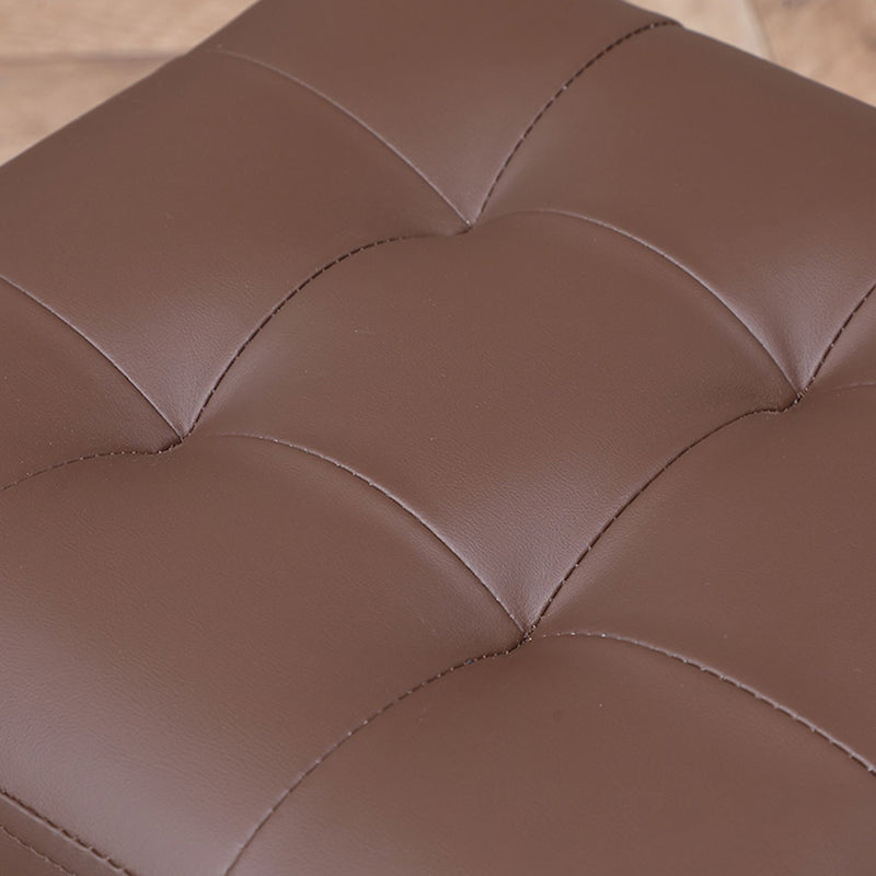 Modern Plain Ottoman Water Resistant Faux Leather Tufted Round Stool Ottoman